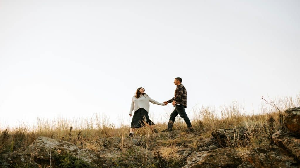 couple walking together outdoors