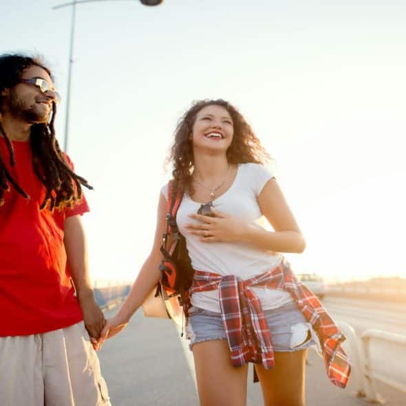 couple walking together outdoors
