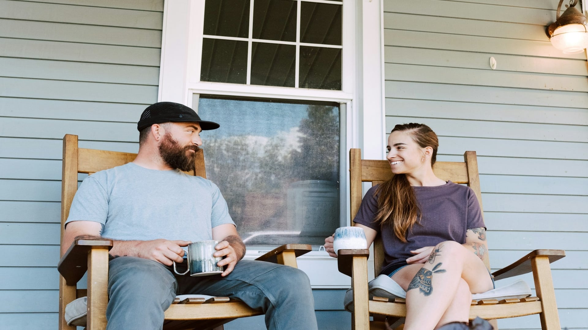 couple smiling during conversation