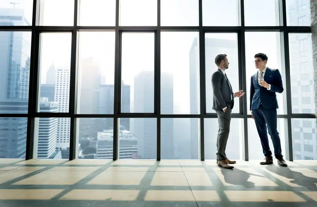 businessman city skyline