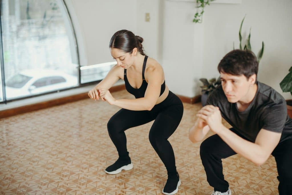 person exercising indoors