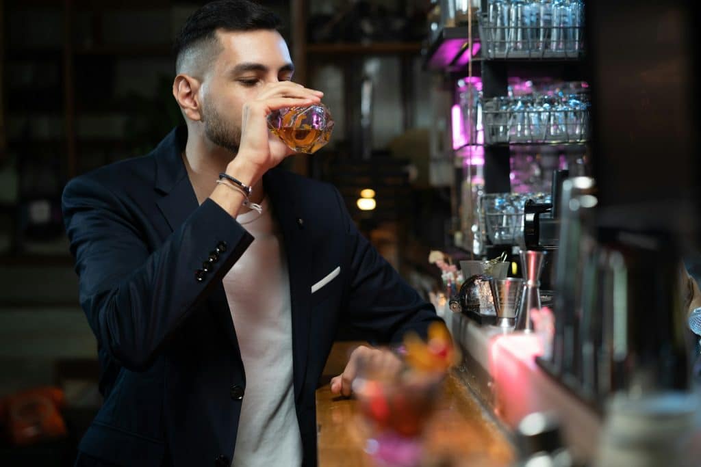 man drinking evening