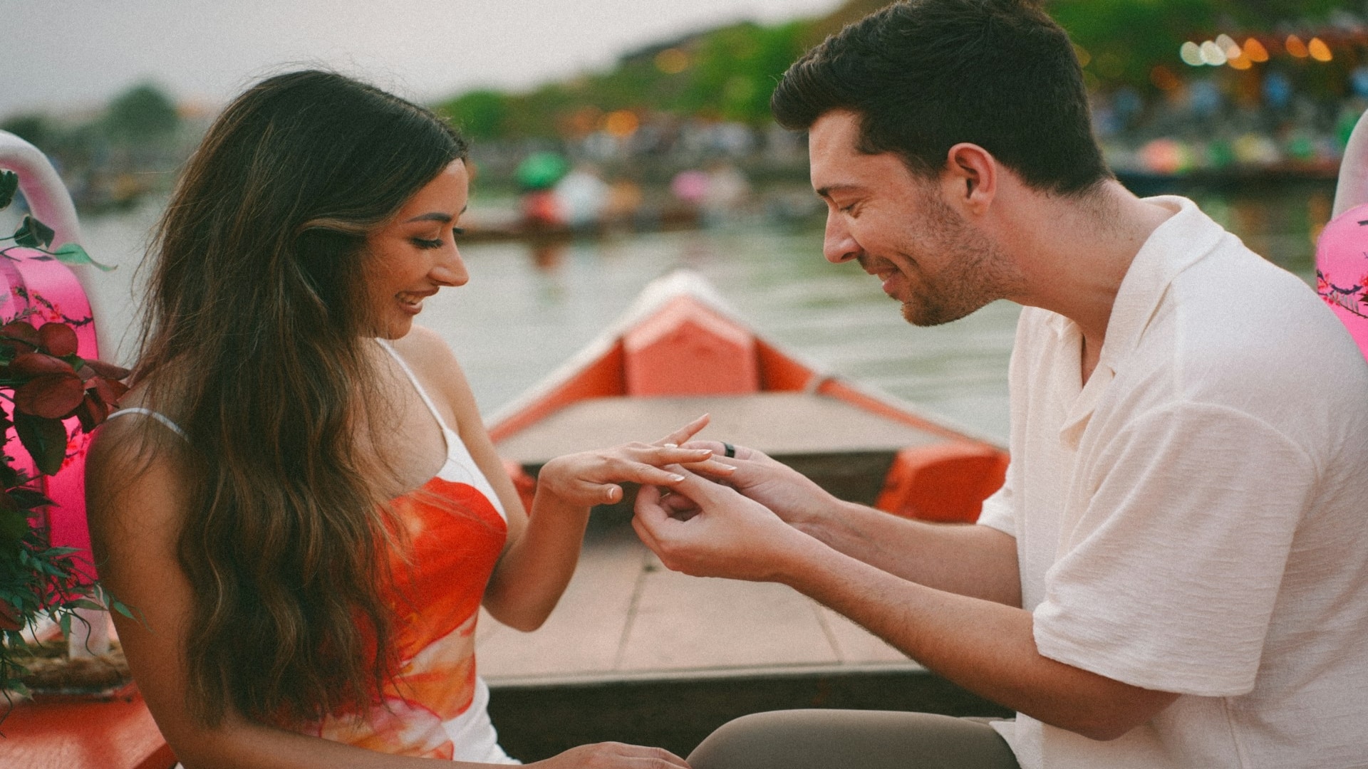 man surprising partner with small gesture