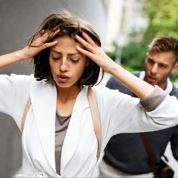 A man and woman breaking up