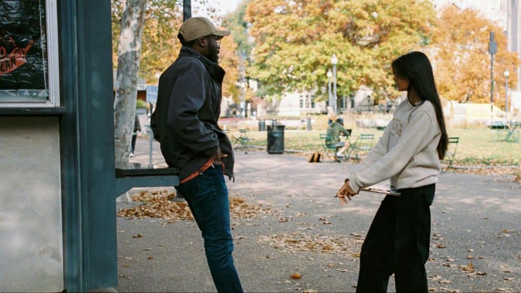 Woman listening to a man