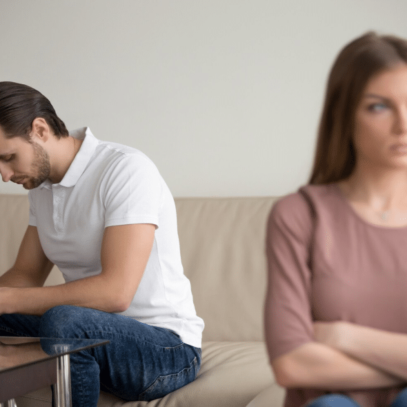 A sad man left by a woman