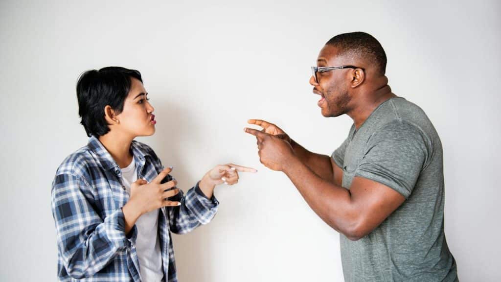 A couple arguing.