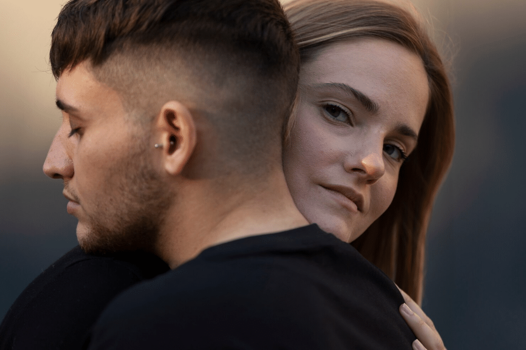 Woman hugging a man