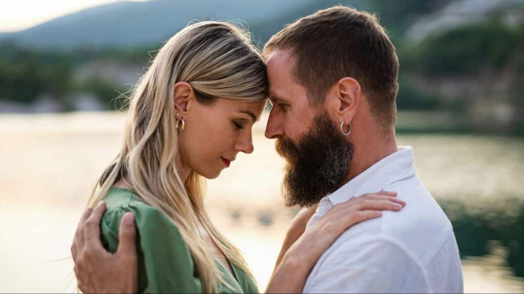 A man and woman close to each other