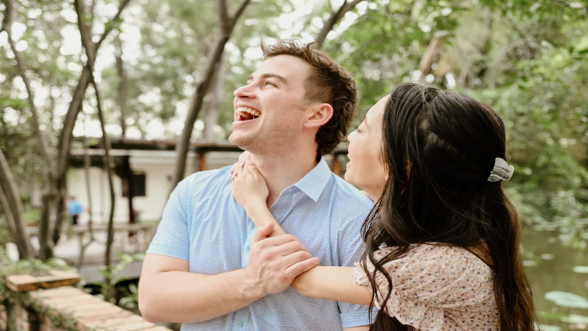 couple laughing together outdoors