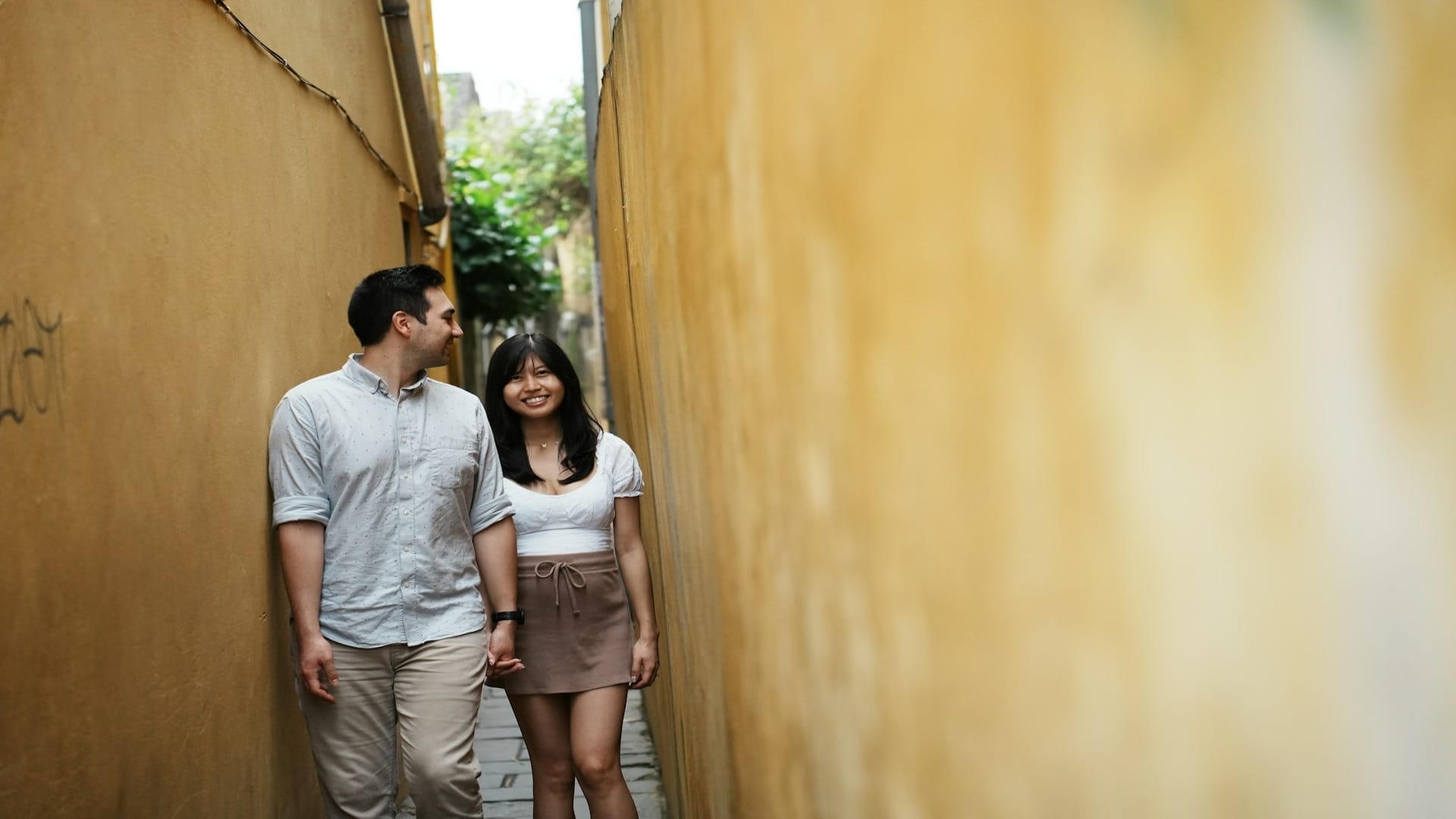 couple walking together outdoors