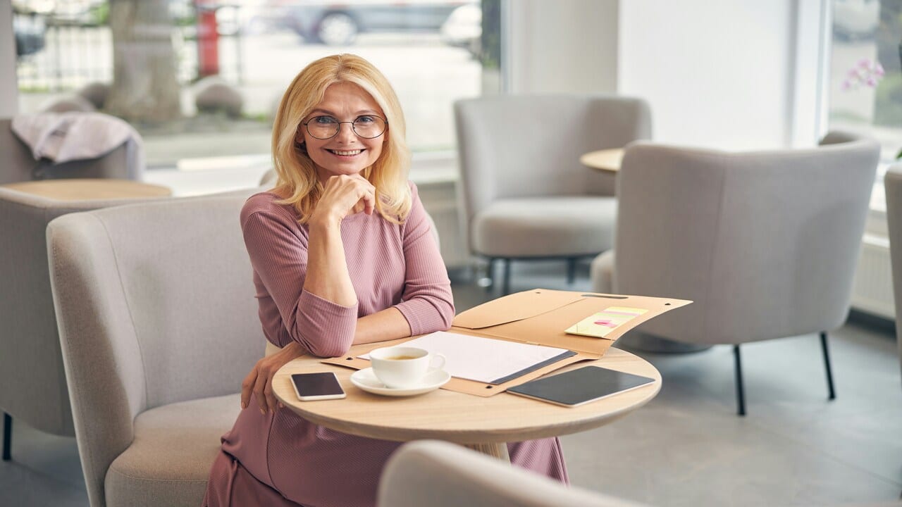 A beautiful mature woman working