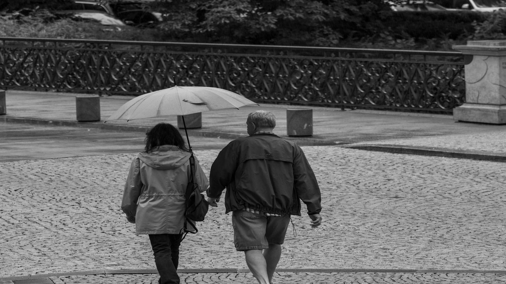 couple walking calmly together