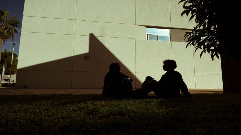 couple sitting quietly during serious discussion