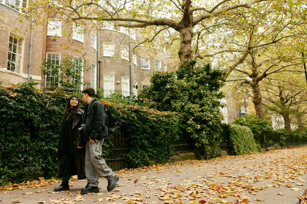 couple walking city