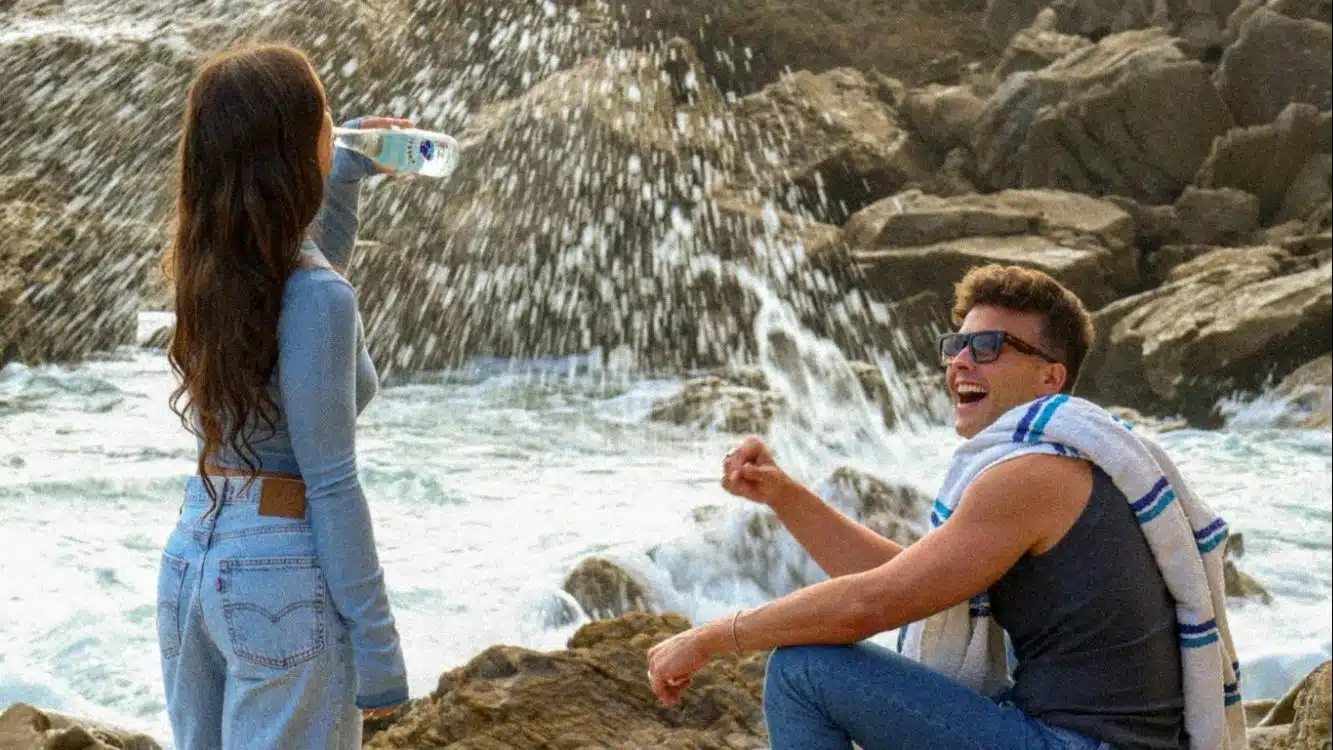 couple laughing outdoors