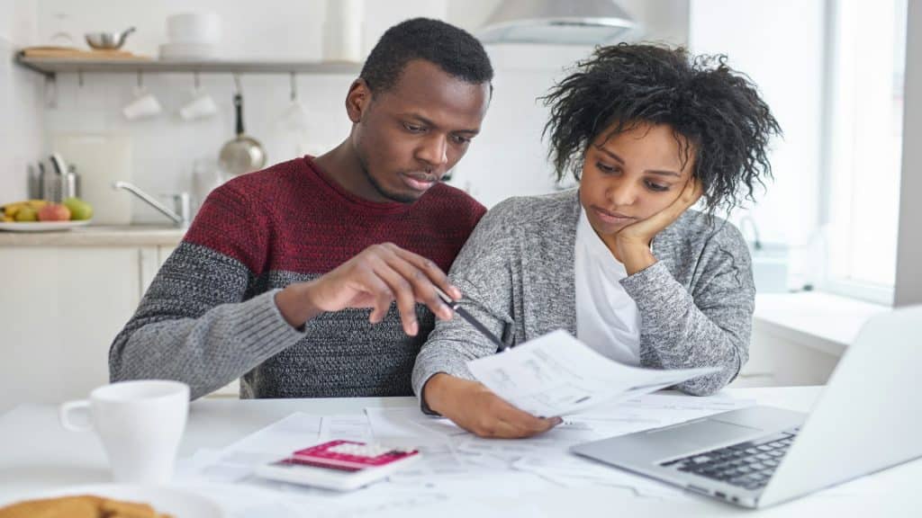 couple reviewing bills together