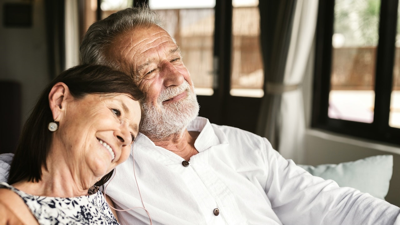 Mature couple vacationing at a resort.