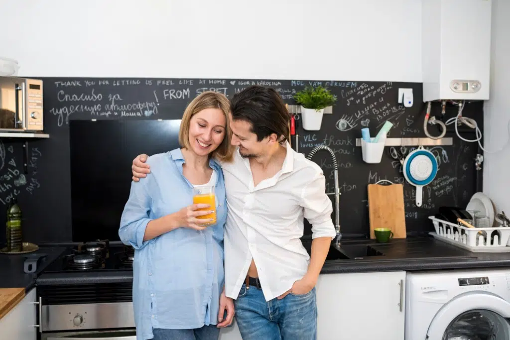 Modern couple in the kitchen