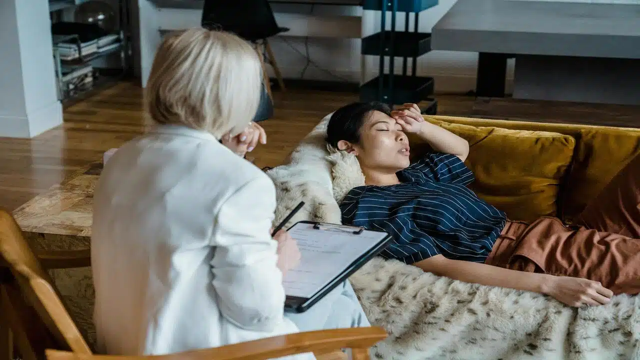 A woman attending a therapy session