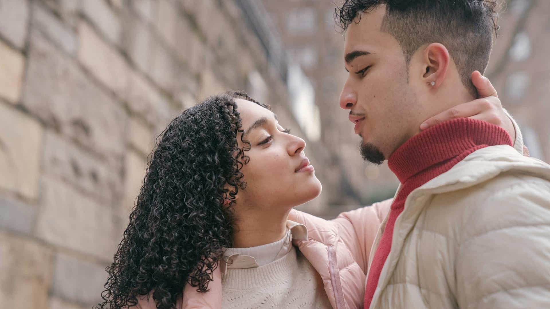 A couple looking at each other