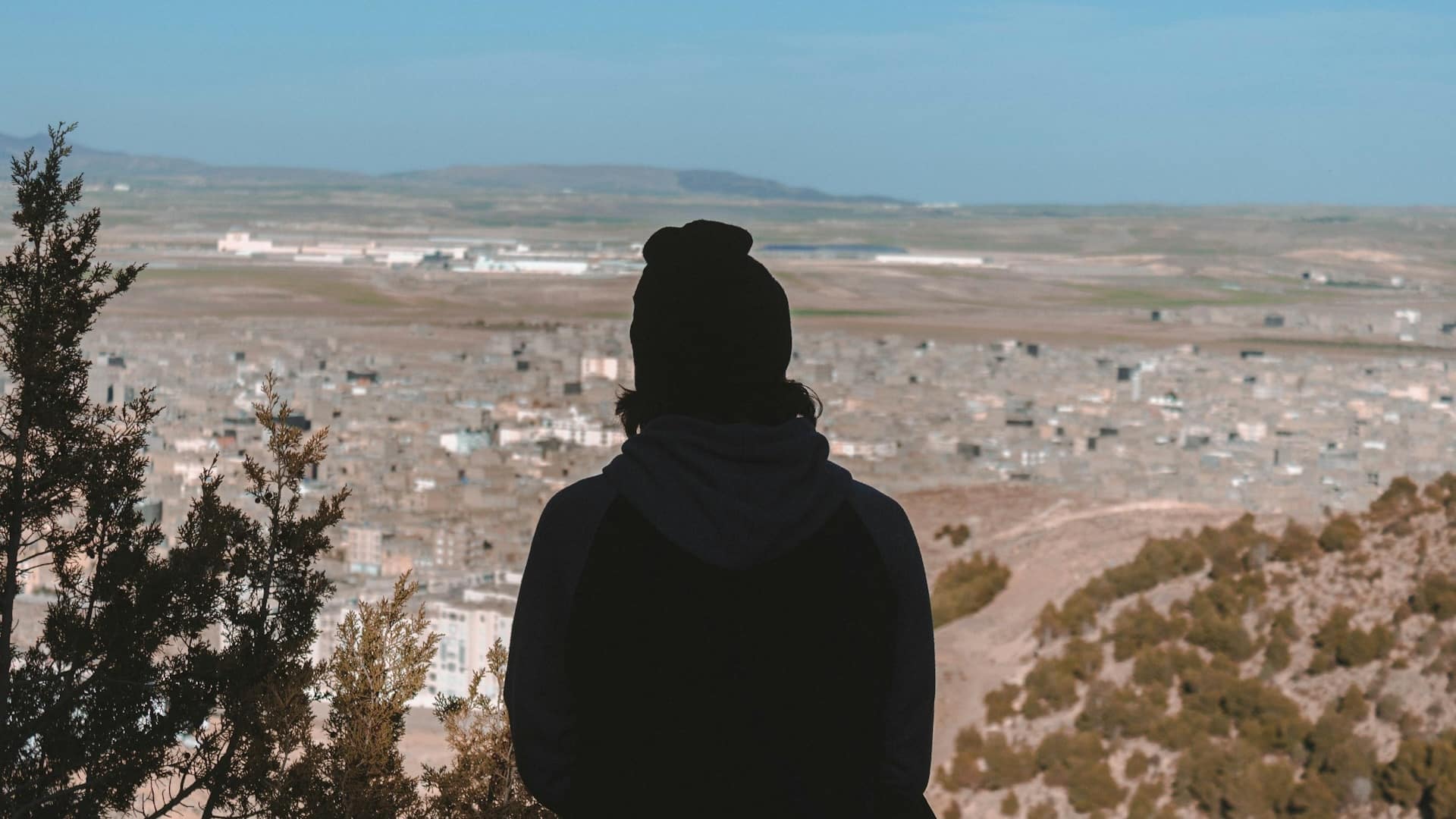 A man looking far away