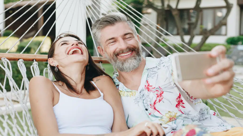 A couple taking a selfie together