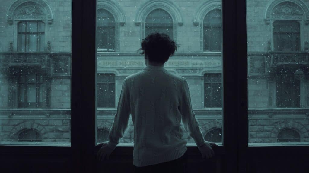 A man gazing out of a window.
