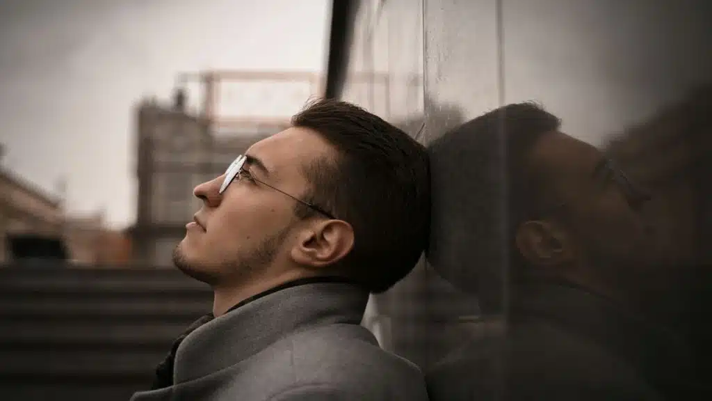man reflecting on himself