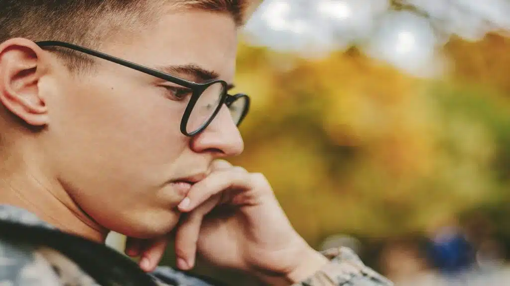 man thinking seriously about commitment