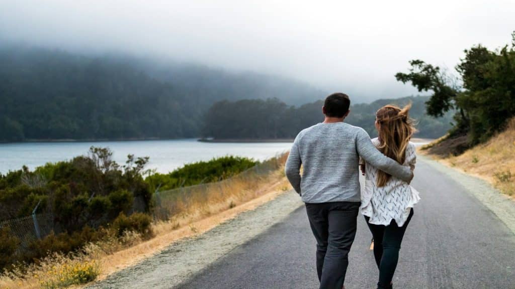 couple walking without clear direction