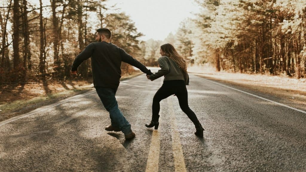 couple moving at different speeds