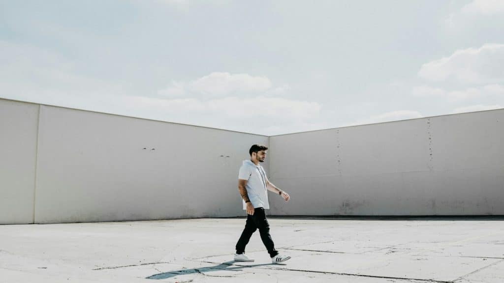 person walking forward with confidence