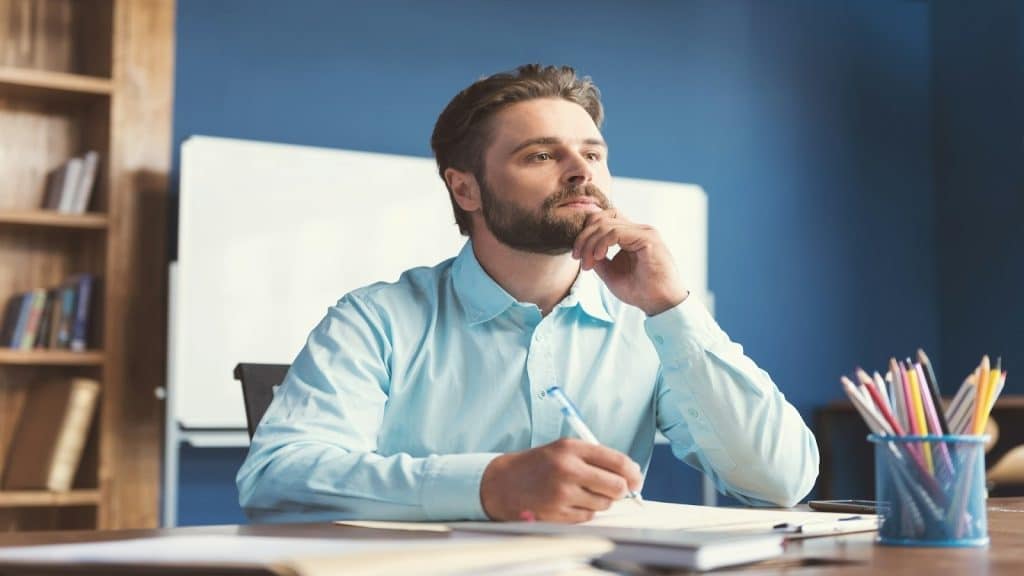 man thinking about past lessons
