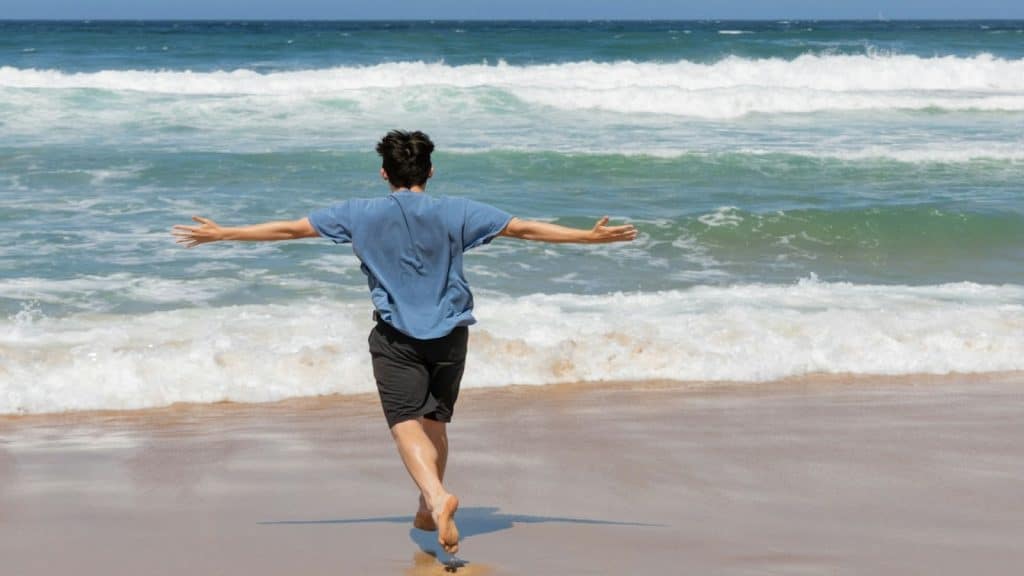 man appreciating balance