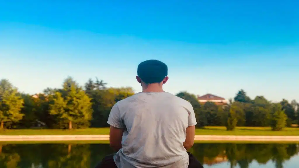 man sitting in quiet reflection