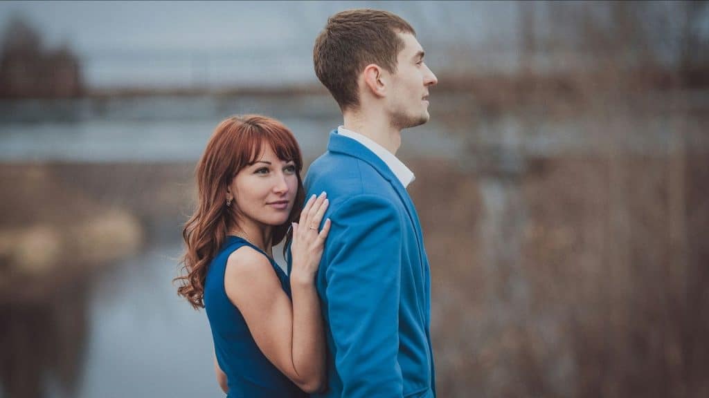 A woman behind the man 