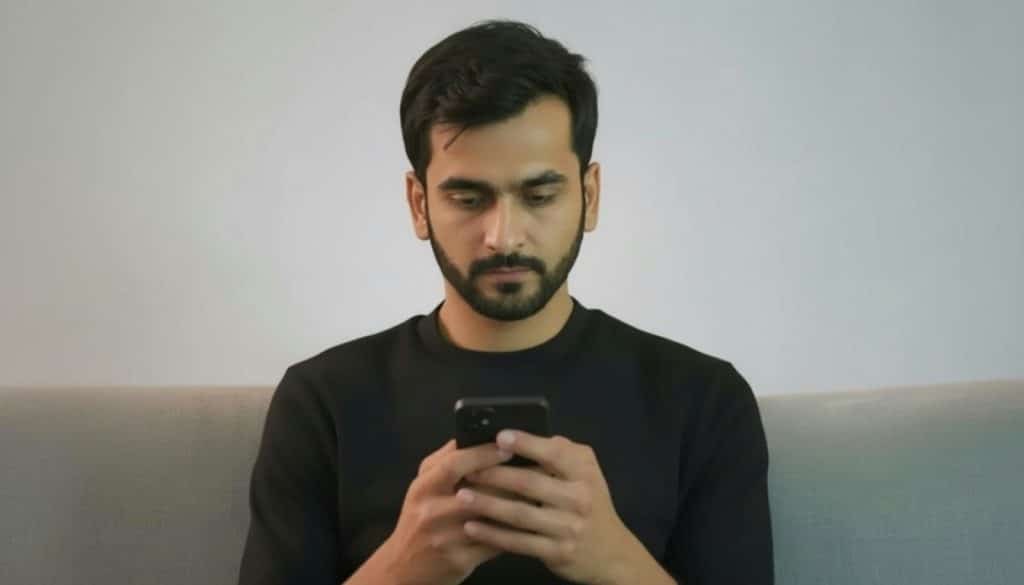 man sending a message