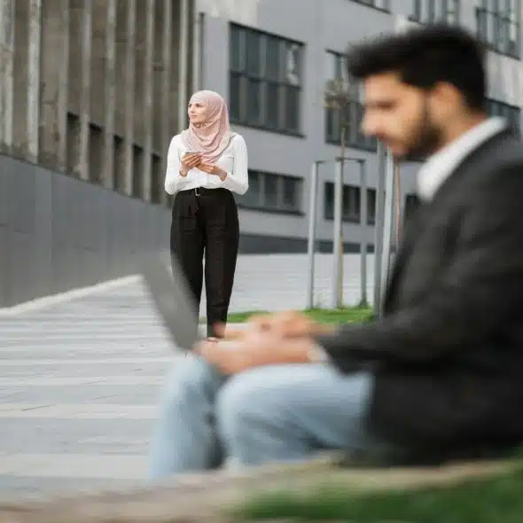 man appearing distant while partner waits