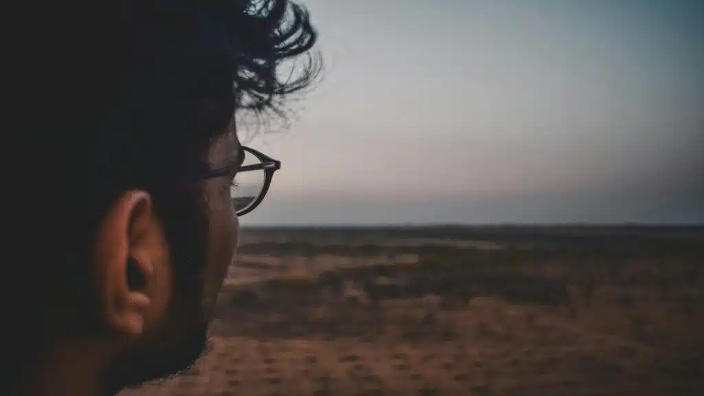 man focused elsewhere
