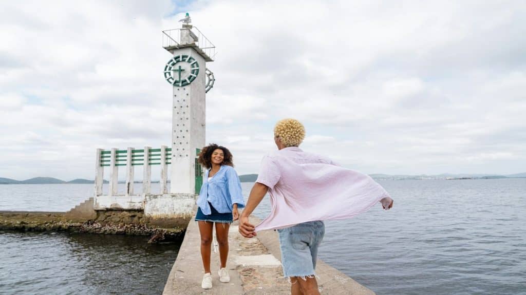 couple walking over time