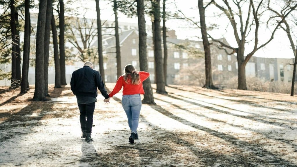 couple walking over time