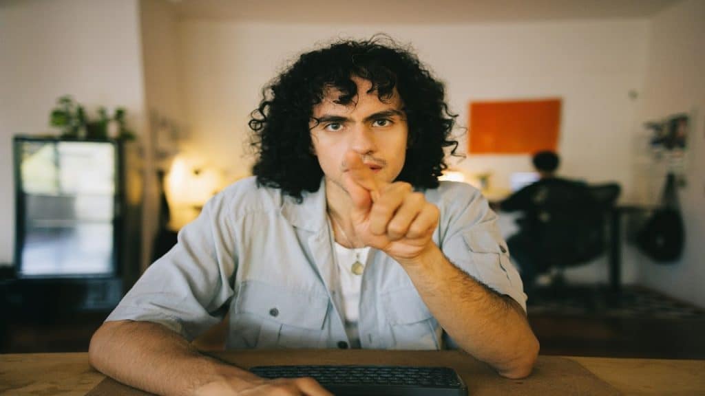 man showing quiet attention
