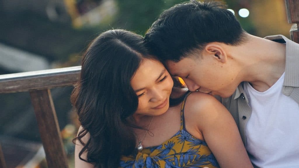 couple sharing closeness with slight tension