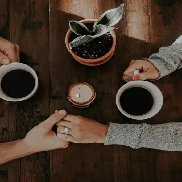 A couple having a coffee date