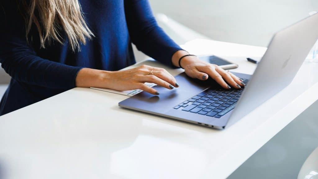 A woman using her laptop