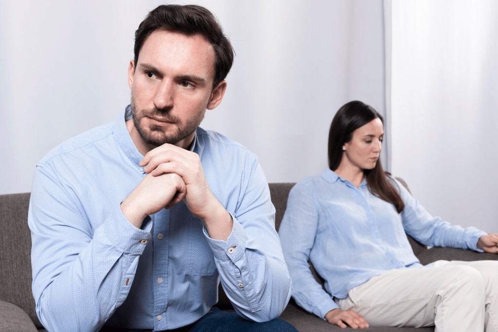A man and woman not upset with each other 