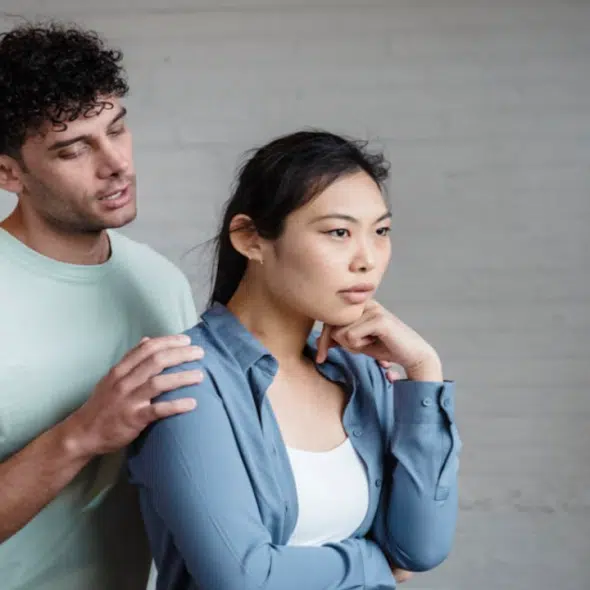 A couple having a serious talk
