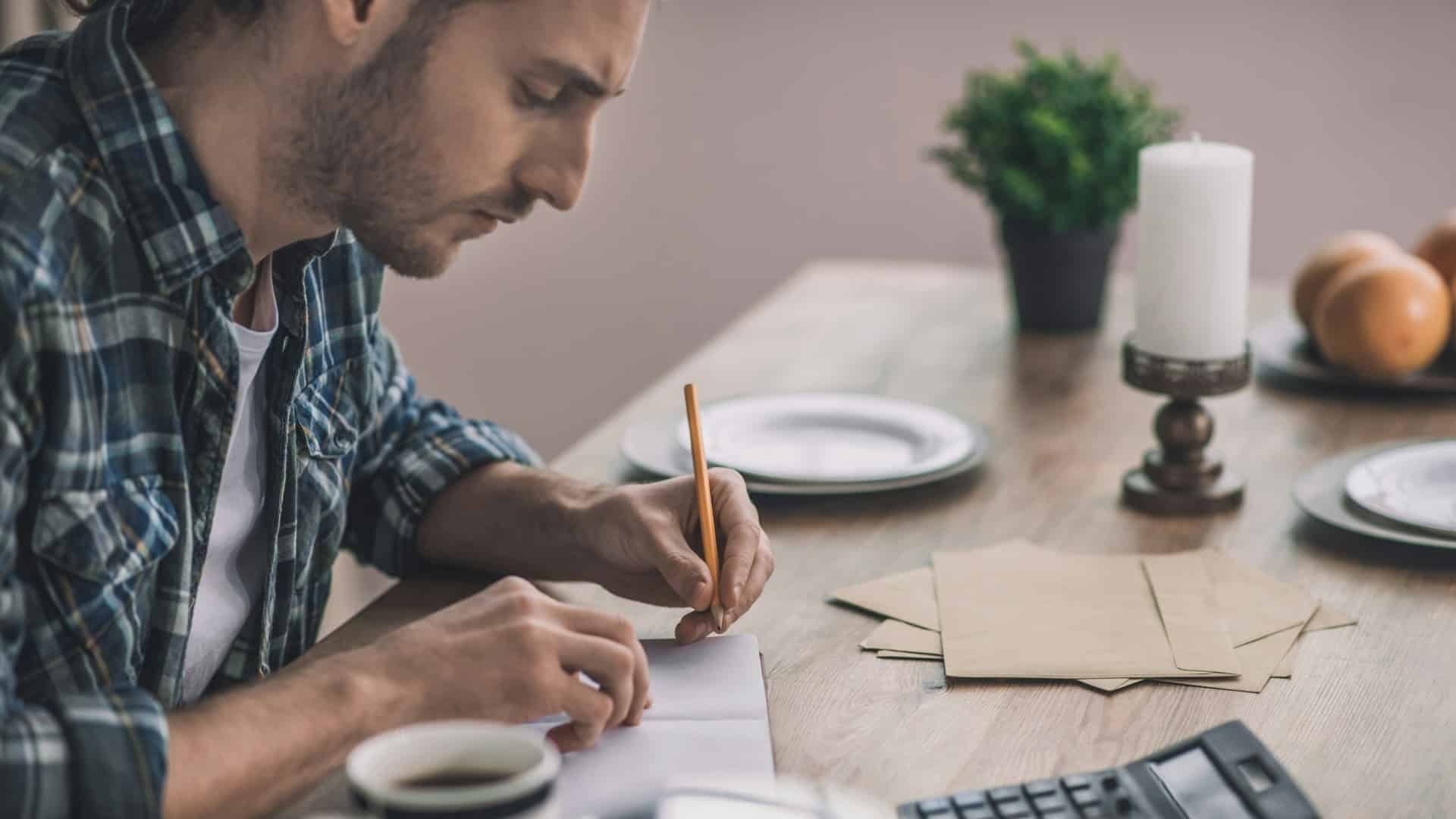 A man planning his finances.