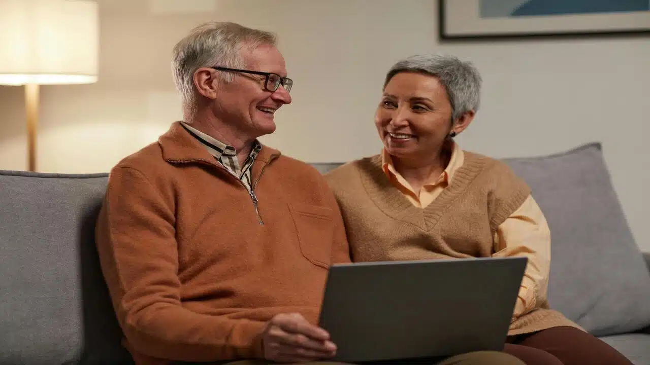 A couple talking at home